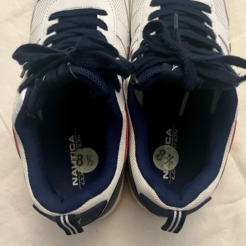 Vintage Nautica Sneakers White Red and Blue Size 8.5 - Picture 4 of 5
